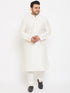 Vastramay Men's Plus Size Cream Silk Blend Kurta Pyjama Set
